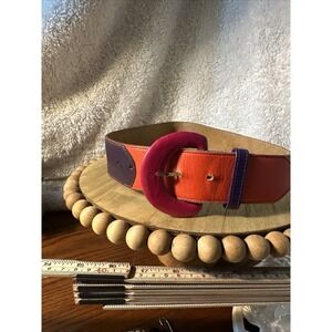 Y2K 90S Jennie johansen Leather Pink's/Purple/Orange BELT